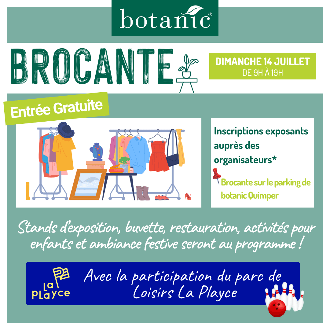 Image de mise en avant pour Brocante / vide grenier magasin botanic Quimper ( Entrée GRATUITE)